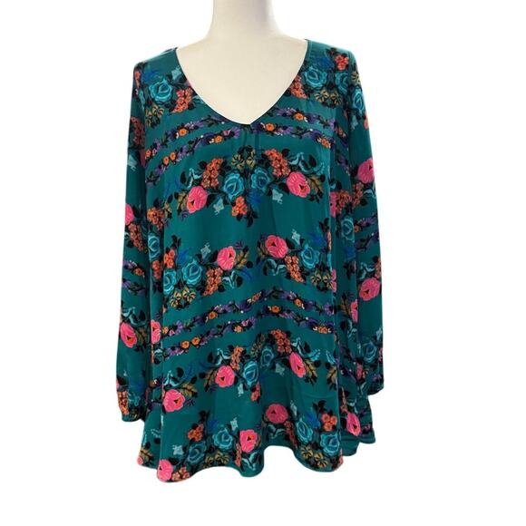SHOW ME YOUR MUMU Donna Michelle Tunic Top Floral Boho Long Sleeve Size Large - Picture 2 of 7